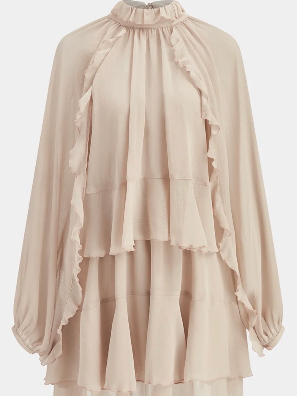 NWT Tiered Ruffle Chiffon Mini Dress Set with Liner - Pink